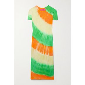 Tri Void Tie-dyed Cotton And Cashmere-blend Jersey Midi Dress 그린