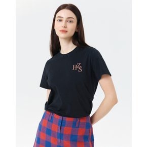 [24SS] 블랙 자수 포인트 베이직 반팔 티셔츠 HSTS4B302BK