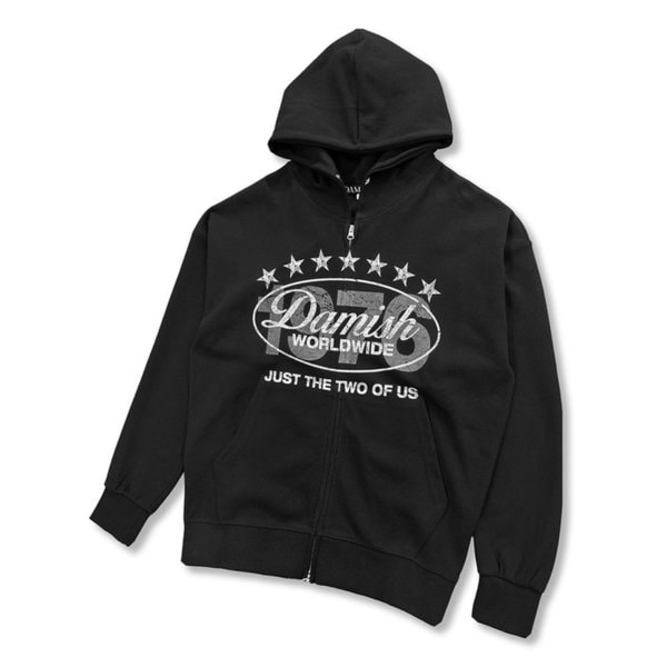 1976 Vintage Crack Twoway Hoodie Zip-Up_Black