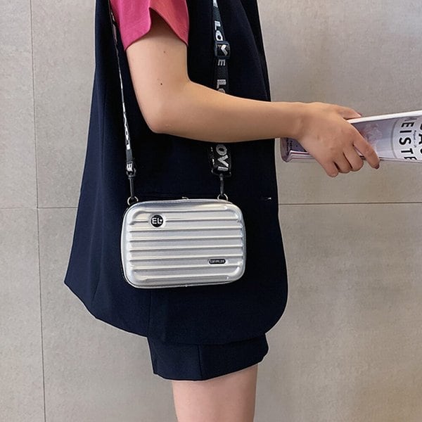 [아일렌]캐리어 스타일 미니 크로스백 실버 데일리 핸드폰가방