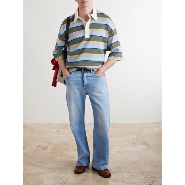 스트라이프 코튼 저지 폴로 셔츠 46376663162992524