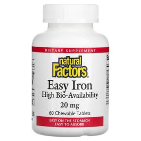 미국직구 Natural Factors 내추럴팩터스 이지 아이언 철분 20mg 60츄어블정