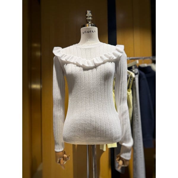 [시흥점] 여성 오픈워크 러플 니트 탑 (ES1JK101)