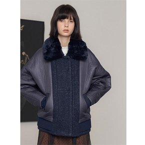 ITALIAN FABRIC WITH FAUX FUR COLLAR PADDED JACKET[A]