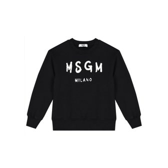 MSGM 24FW 키즈 여성 로고 맨투맨 블랙 F4MSJUSW291 110