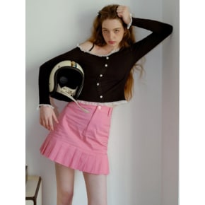 Cest_Slim fit pleated skirt_Pink