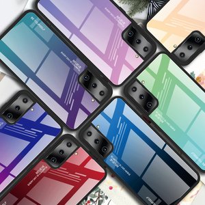 유니커블 삼성 갤럭시 S21 플러스 울트라 예쁜 파스텔 그라데이션 강화유리 하드 슬림핏 커플 휴대폰 케이스