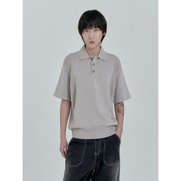 Half Open Collar Knit (L.Gray)