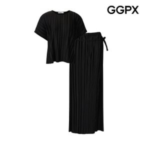 플리츠 반팔 블라우스 앤 팬츠 셋업 (GQ4ST011F)