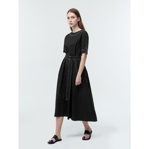 STITCHED TENT DRESS-BLACK