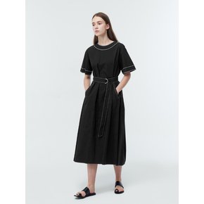 STITCHED TENT DRESS-BLACK