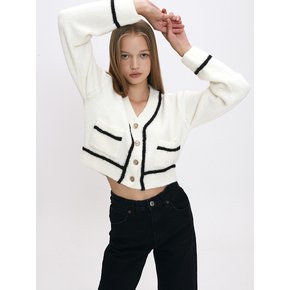 LINE TWEED CARDIGAN(IVORY)