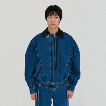EENK ZAG Denim Bomber Jacket - Blue