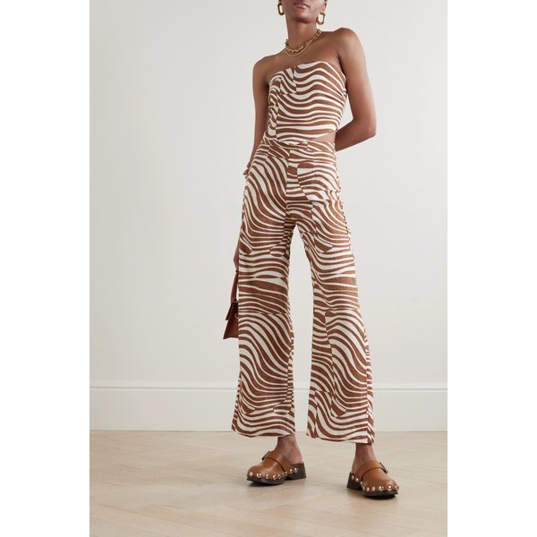 페이스풀 시빌 프린트 리넨 스트레이트 팬츠 브라운 1647597303307430