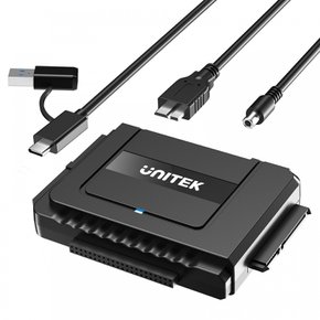 Unitek USB-A+C IDE SATA USB3.0 HDD SSD 18TB 5Gbps 12V2A 둘 다 지원 드라이브 교체 어댑터