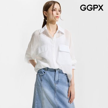 GGPX 빅 포켓 시스루 버튼 셔츠 (GP6SH052F)