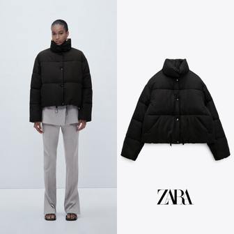  ZARA 자라 블랙 퀼티드 크롭트 재킷 8073 223