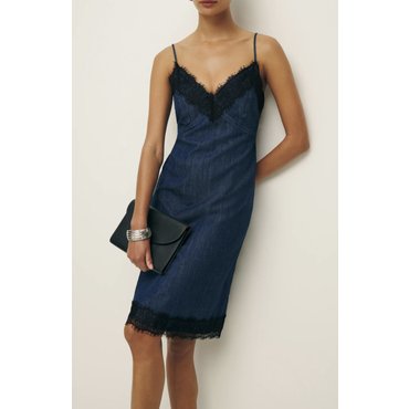 Reformation 레이스 트림 데님 드레스 (Athena Denim Midi Dress) RF14311008