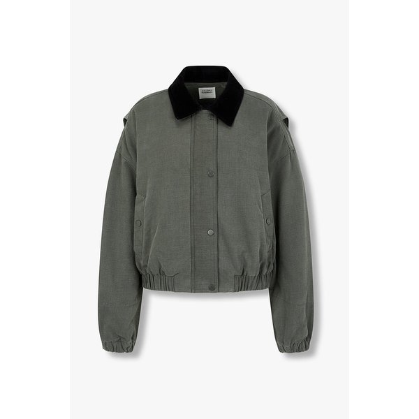 배색 카라넥 코튼 크롭 점퍼 9105413212048