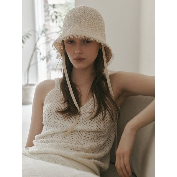 Fringe strap bucket hat_3color