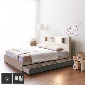 위니 C타입 LED 3서랍 퀸 침대+독립매트 FO2087