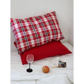 순면 메리 체크 크리스마스 자루형 베개커버
