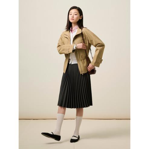 빈폴레이디스 스탠드 넥 허리 스트링 재킷형 점퍼 - 베이지 (BF5239C02A)