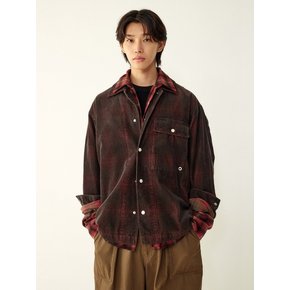 [MEN] 코듀로이 체크 긴팔 셔츠_다크 브라운 9156421933