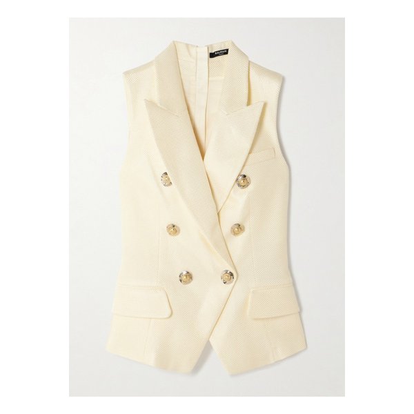 버튼 장식 자카드 베스트 에크루 46376663162844269