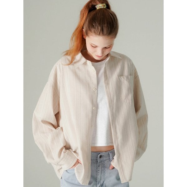 플루터 스트라이프 셔츠 베이지 HSLS7804