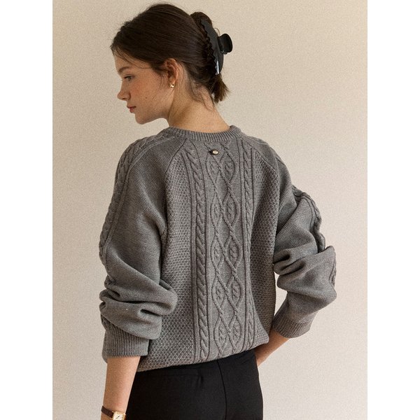 Sheldon Cable Knit Sweater - Melange Grey