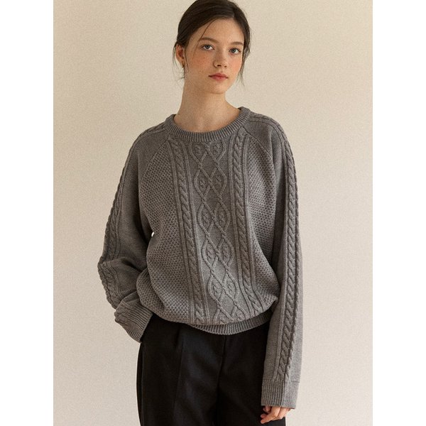 Sheldon Cable Knit Sweater - Melange Grey