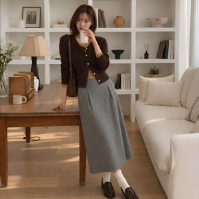 [신세계단독](2컬러) 잔도트 밴딩 롱스커트 PS7OSA07