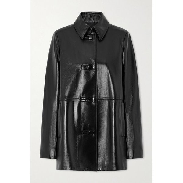 베로니카 드 피안테 제스 패널 글로스 가죽 재킷 46376663162953462