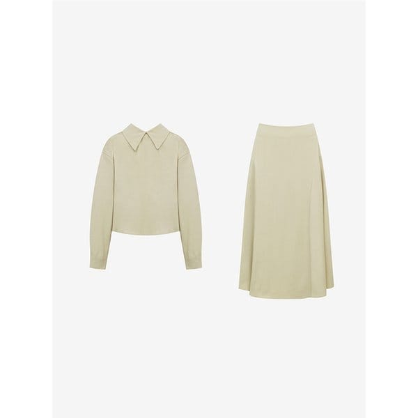 투웨이 블라우스 + 뒷 밴딩 훌 스커트 SET (VMOAC1501)