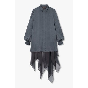 사카이 여성 스트라이프 프린트 새틴 드레스 6415361508000