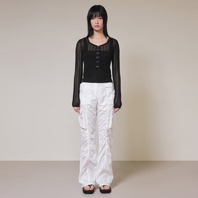 Cargo Shirring Pants in White VW4SL142-01