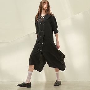 CAPE COLLOR UNBALANCE HAM LINE DRESS_BLACK