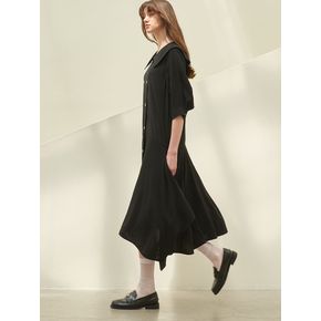 CAPE COLLOR UNBALANCE HAM LINE DRESS_BLACK