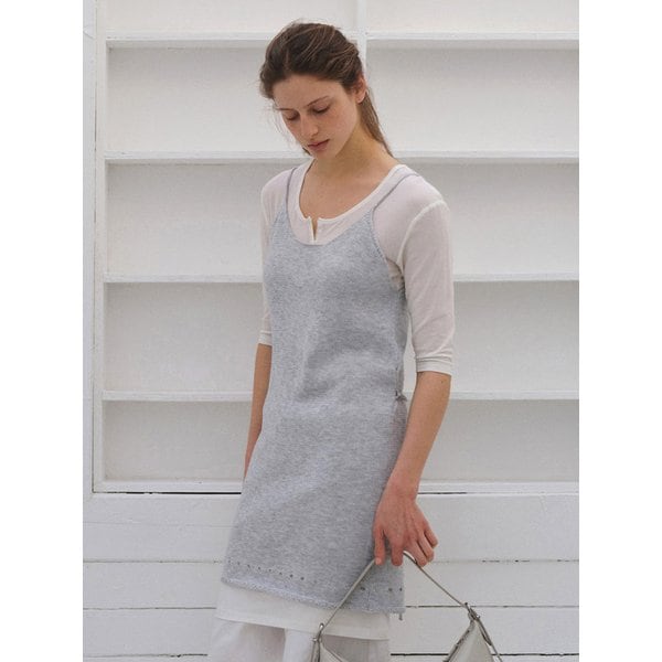 PURETE KNIT LAYERED DRESS [MELANGE WHITE]