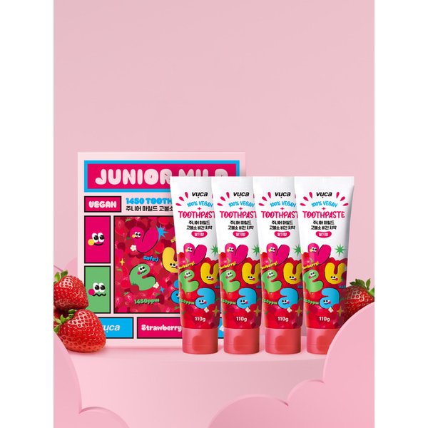 주니어 마일드 고불소 비건 치약 딸기향 110g 4개입