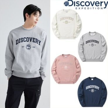디스커버리 [정상가99,000원] 24S 남,여 공용 바시티 그래픽 맨투맨 긴팔티셔츠 DXMT11041