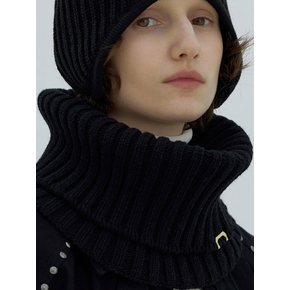 NECK WARMER / RIB / LAMBS WOOL / BLACK