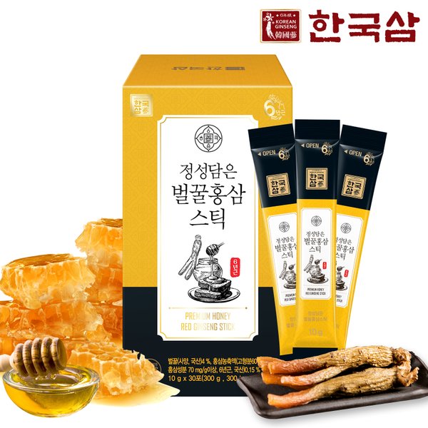 정성담은 벌꿀 홍삼스틱 10g x 30포 (실속형)