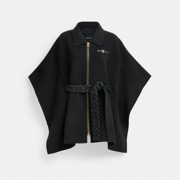 코치 [공식] 더블 페이스 울 케이프 CU420 BLK