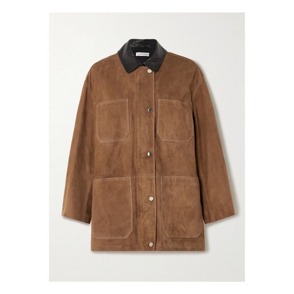 누어 해무어 반 가죽 트리밍 스웨이드 재킷 탠 브라운 46376663162891173