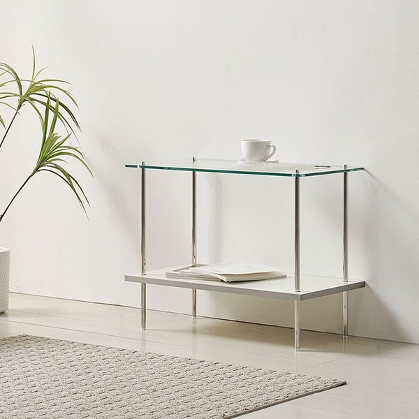 답답함 없는 인테리어 선반 거실장 60cm 2단(강화유리+목재) WB630 (착불)