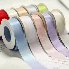 실키 밀크 컬러 리본 포장 끈 폭 25mm 20야드