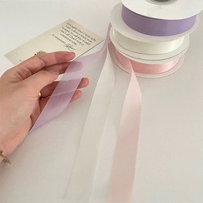 실키 밀크 컬러 리본 포장 끈 폭 25mm 20야드