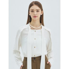 Two Way Ribbon Tie Blouse - White